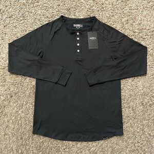 NEW Barbell Apparel Scout Henley Long Sleeve Athletic Performance Tee Shirt S